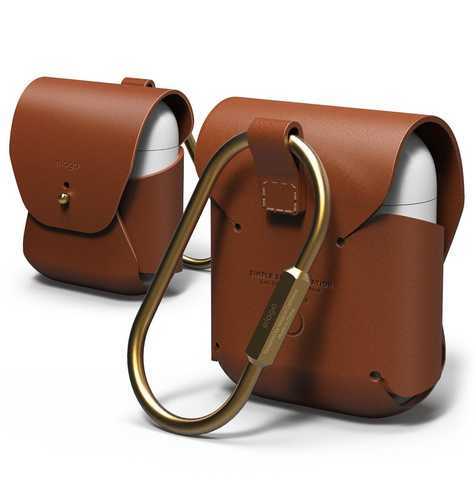 Elago - Airpods Genuine Leather Case - Brown