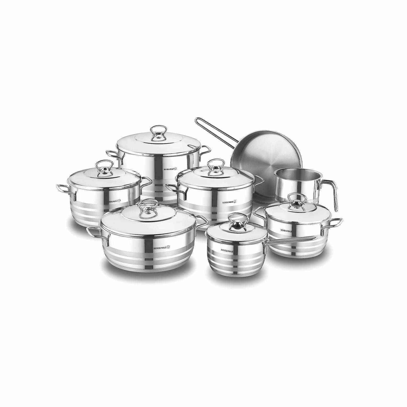 Korkmaz Astra Stainless Steel 9 Piece Cookware Set