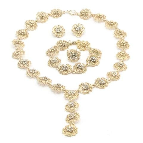 Tanos - Fashion Gold Plated Set (Necklace &amp; Earring) Flower Design Crystal Rhinestonei