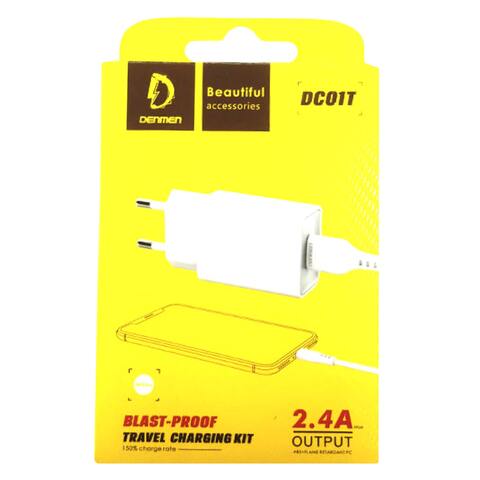 Denmen DC01T Single USB Charger Kit White