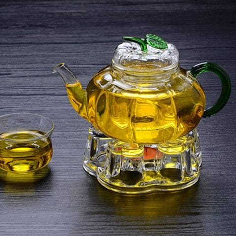 Lushh Teapot Warmer Crystal Glass Heart Shape Heating Base Tea Set Accessories