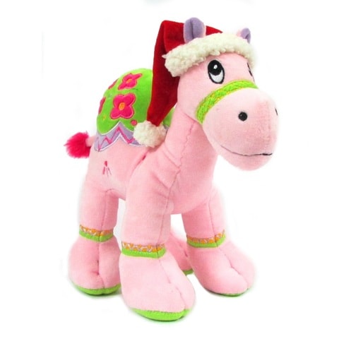 Caravaan - Soft Toy Camel Pink Size 25cm with Santa Hat