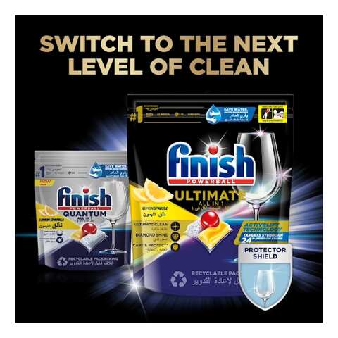 Finish Powerball Quantum All In 1 Lemon Sparkle Dishwasher Detergent 40 Tablets