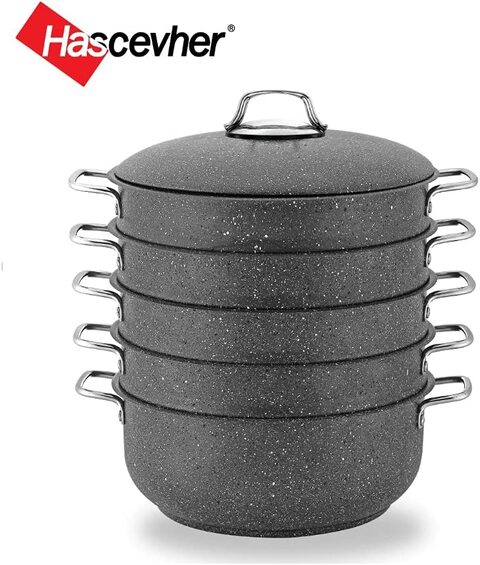 Hascevher Germanitium Steamer Manti Pot 5 Tier Multi Purpose Cooking Pot (26 cm)