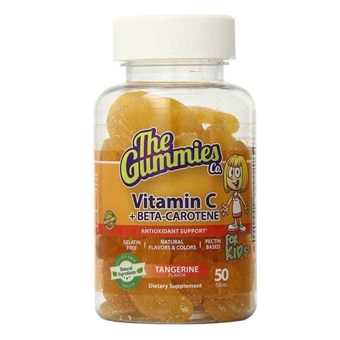 The Gummies Co Vitamin C + Beta-Carotene Dietary Supplement Tangerine Flavoured 50 Gummies