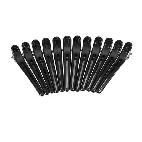 12Pcs Black Hair Grip Clips Hairdressing Sectioning Cutting Clamps Professional Plastic Salon Styling Hair Grip Clips