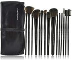 اشتري Ntech Beauty Cosmetic Makeup Brush Set Kit With Free Leather Case-Black - 15 Pcs في الامارات