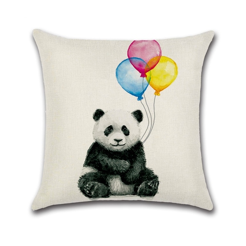 Rishahome Bear with Balloons Printed Cushion Cover, 45x45 cm