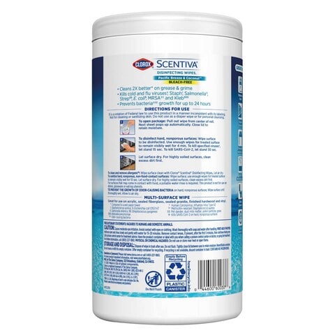 Clorox Scentiva Pacific Breeze And Coconut Disinfecting 75 Wipes White