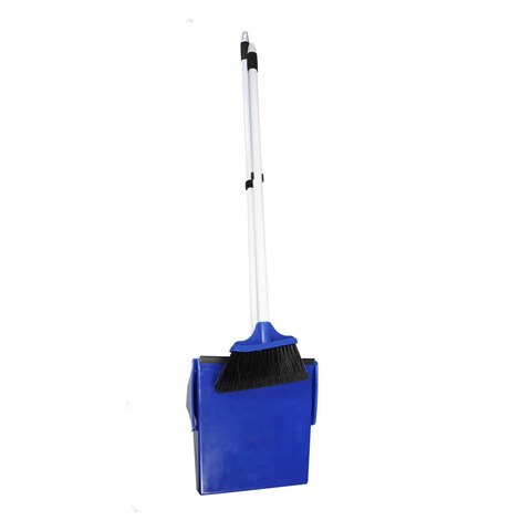 MR.SIGA mr.siga broom and dustpan set with long handle, upright broom and  dustpan combo for floor cleaning, lobby broom with adjustab