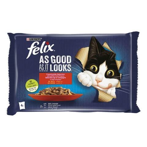 Felix Beef &amp; Chicken Wet Cat Food Pouch 85g Pack of 4