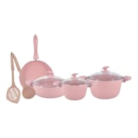 Avci Home Maker Hella Ceramic Coating Cookware Set Pink 9 PCS