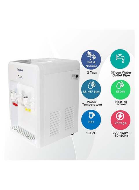 Nobel Table Top Water Dispenser, 2 Taps Hot And Normal, White, NWD553 (Durable Body &ge;5L/H, 85-95 C, Heating Capacity)