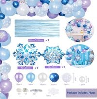 Wonderland Birthday Party Balloon Arch, Winter Theme Decoration, Metallic Latex Foil Balloons Snowflake Garland, with Balloon Strip Tape Ribbon for Girls Baby Shower Christmas (78pcs)