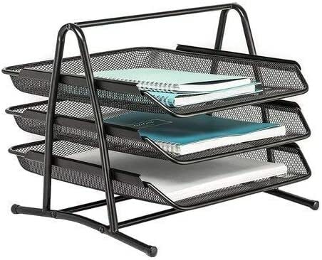 2pack 3 Tier Doent Tray Desk, Metal Stacking Desk Trays