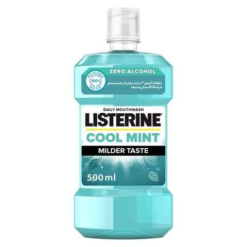 Listerine Cool Mint Daily Mouthwash Milder Taste Mint Flavour Blue 500ml