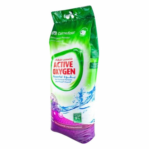 Carrefour Active Oxygen Lavender Powerful Front And Top Load Detergent Powder 9kg