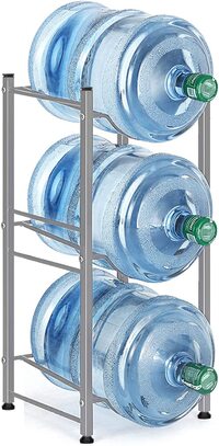 Generic Water Bottle Storage Rack, 3-Tier Water Cooler Jug Rack Stainless Steel 5 Gallon Water Bottle Holder Heavy Duty Stackable Water Storage Shelves Organizer