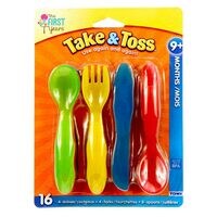 The First Years Take And Toss Flatware Set Y1032 Multicolour Pack of 16