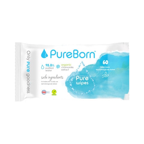 Pureborn Chemical Free 60 Wet Wipes