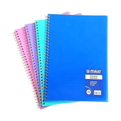 Maxi A5 Spiral Bound Hard Cover Executive Notebook 80 Sheets Blue