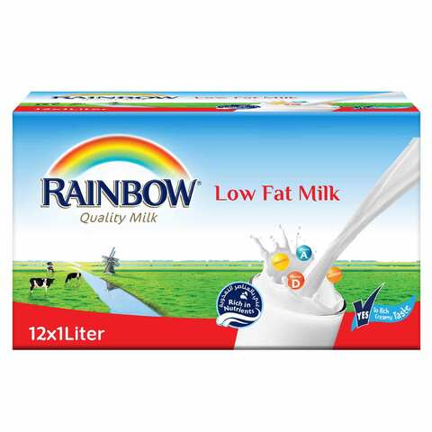 Buy Rainbow Long Life Low Fat Milk 1L  12 Pack in Saudi Arabia