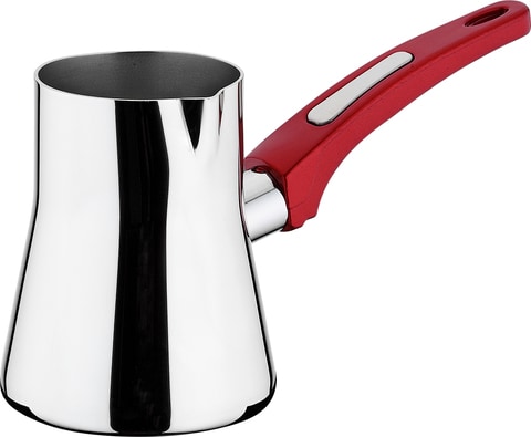 Hascevher 270ml Yaprak Coffee Pot  with Venus Bakalite Handle-Silver &amp; Red -3CZV078