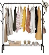 Showay Cloth Rack Cloth Stand Clothes Hanger Stand Clothes Clothes Hanger Dryer Rail With 8Pcs Branch Hook Bottom Storage 110cm Length Large Space For Shoes Clothes Jacket Umbrella Hats Scarf Handbags