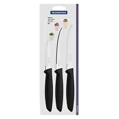 Tramontina Premium Kitchen Knife Black Pack of 3