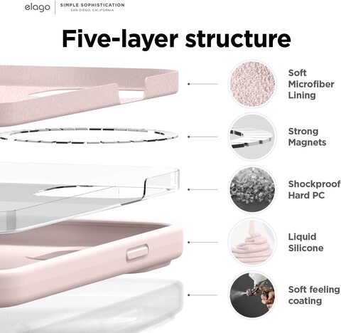 Elago Silicone for iPhone 14 Plus case cover Shockproof compatible with MagSafe - Lovely Pink
