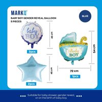 Baby Boy Balloon Set [5 Pieces] Aluminum Foil Baby Shower Decorations for Boy, It is a Boy Balloons for Birthday Party Decoration Gender Reveal Supplies