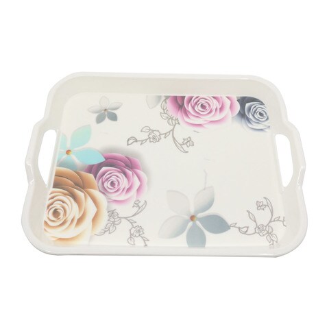 Printed Serving Tray With Handle Multicolour 35x23cm
