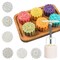 Generic Moon Cake Mold 6 Pcs, Mid Autumn Festival Diy Hand Press Cookie Stamps Pastry Tool Moon Cake Maker, Flower Mode Patterns 1 Mold 6 Stamps 50G (White).