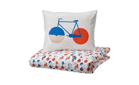 Duvet cover and pillowcase, bicycle pattern150x200/50x80 cm