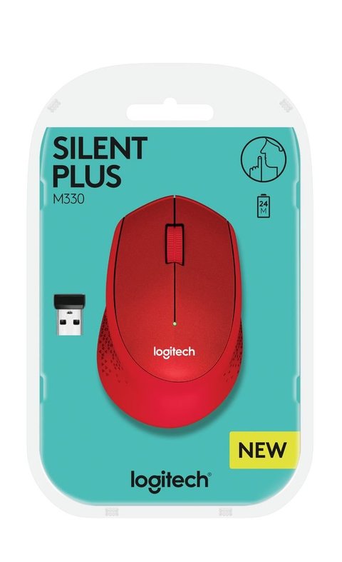 Logitech - Mouse Wireless M330 SILENT PLUS - Red