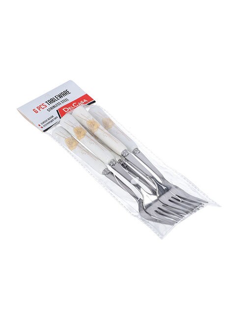 Delcasa 6-Piece Dinner Fork Set White/Yellow