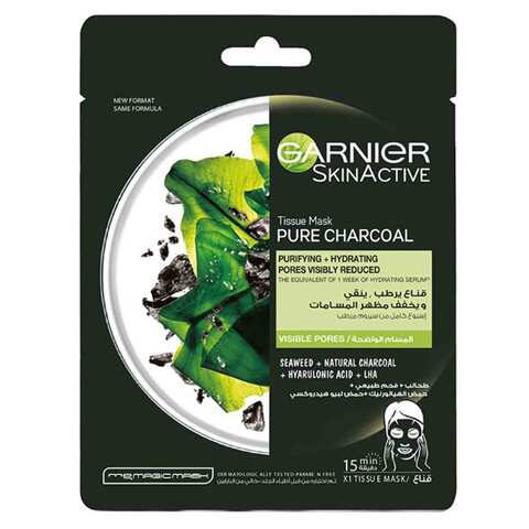 Garnier Face Mask Pure Charcoal And Alage Hydrating 28 Gram