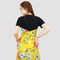 KIDWALA Size L, Women&#39;S Long Black Dress, Yellow Floral Colorful Bottom, Round Neckline Design Dress, Short Length Sleeves, Maxi Dress With Elastic Waistband, Evening Dress