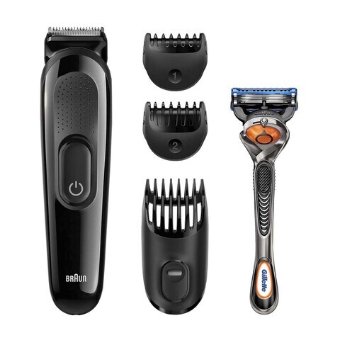 اشتري Braun Styling Kit 4-In-1 Hair And Beard Trimmer SK3000 Black في الامارات