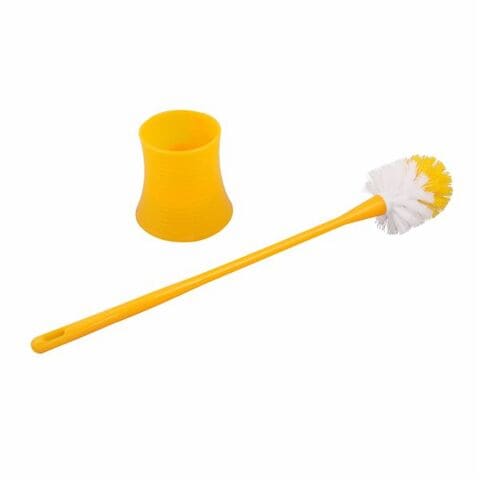 Yellow toilet store brush holder