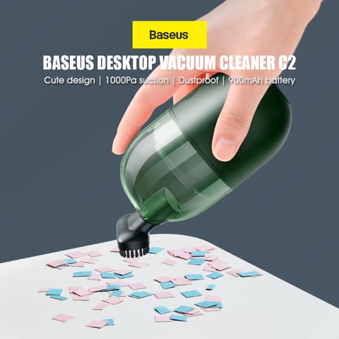Baseus-Green Desktop Vacuum Cleaner C2 Cordless Vacuum Cleaner 1000Pa Suction Mini Portable Table Cleaner Gift for Children Student