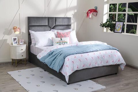 Gray twin outlet bed