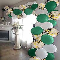 Jungle Safari Dinosaur Theme Party Supplies- 30pcs 12 Inch Green White Latex Balloons with Confetti Balloon Ideal for Baby Shower Summer Party Pool Hawaiian Boy Birthday Party Decorations