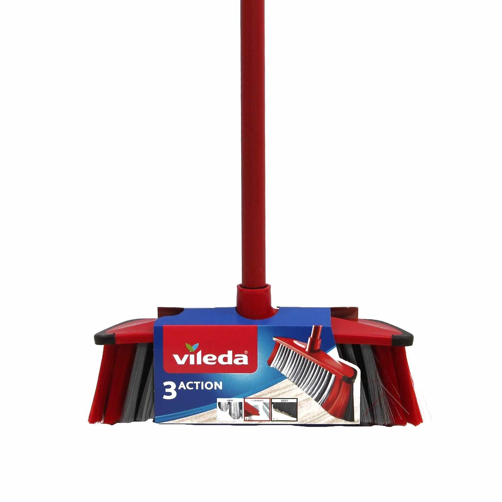 Buy Vileda 3 Action Indoor Floor Broom With Stick Pack of 6 Red