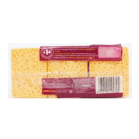 Carrefour Natural Sponge For Cleaning Dishes 3pcs