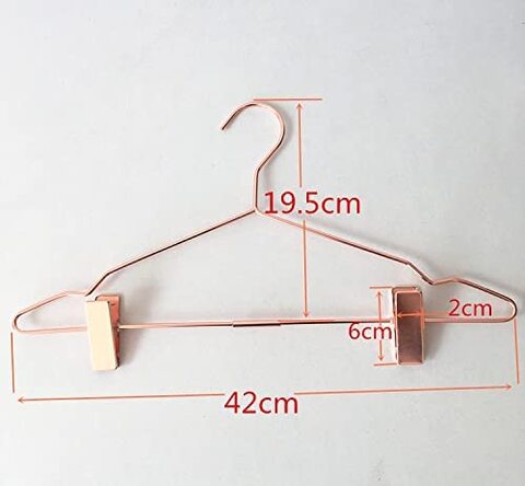 Red Dot Gift 10-Pack Metal Hangers &amp; Clips 16.8 Inch Plated Metal Hanger For Storage &amp; Display (Rose-Gold, 10)
