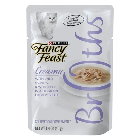 Purina Fancy Feast Broths with Wild Salmon and Whitefish Decadent Creamy Broth 40g