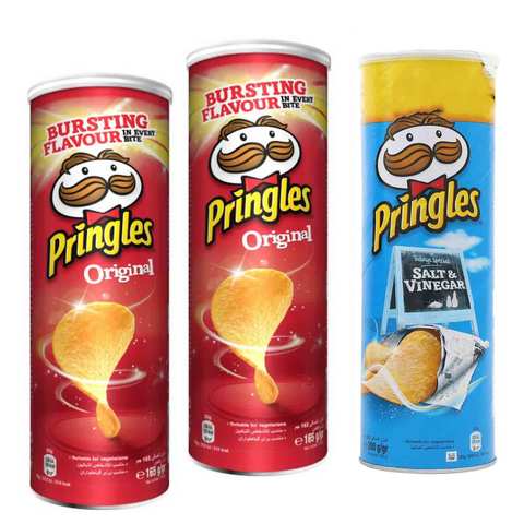 Pringles Original Potato Chips 165gX2+ Pringles Salt and Vinegar Crisps ...