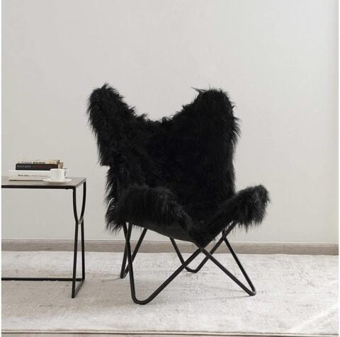 Black faux fur discount chair