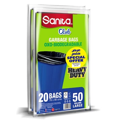 Buy Online Sanita Club Garbage Bags Black 75 x 103 cms - 20 Bags